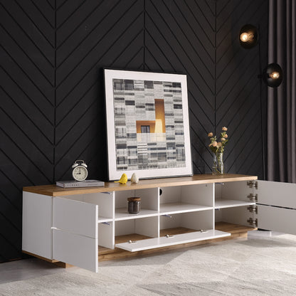 Modern TV Stand For Up To 80'' TVs, Media Console With Multi-Functional Storage