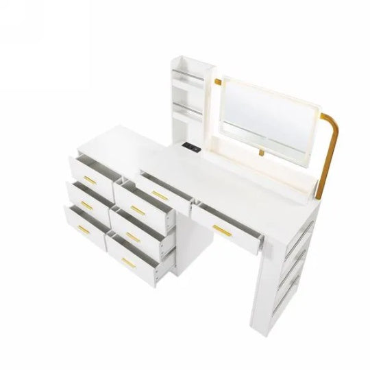 Cómoda Moderna Blanca de 8 Cajones para Dormitorio - Amplio Almacenamiento, Caja de Cajones Ancha, Sólida y Segura