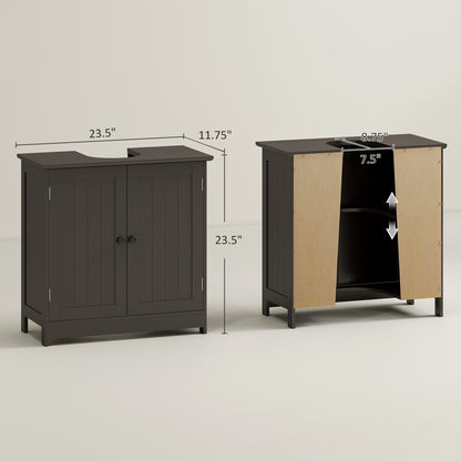Bathroom Vanity Cabinet, Under Sink Bathroom Cabinet with 2 Doors and Adjustable Shelf, Coffee