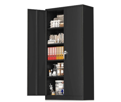 71 Metal Storage Cabinet With Pegboard, Locking Garage Cabinets With Adjustable Shelves