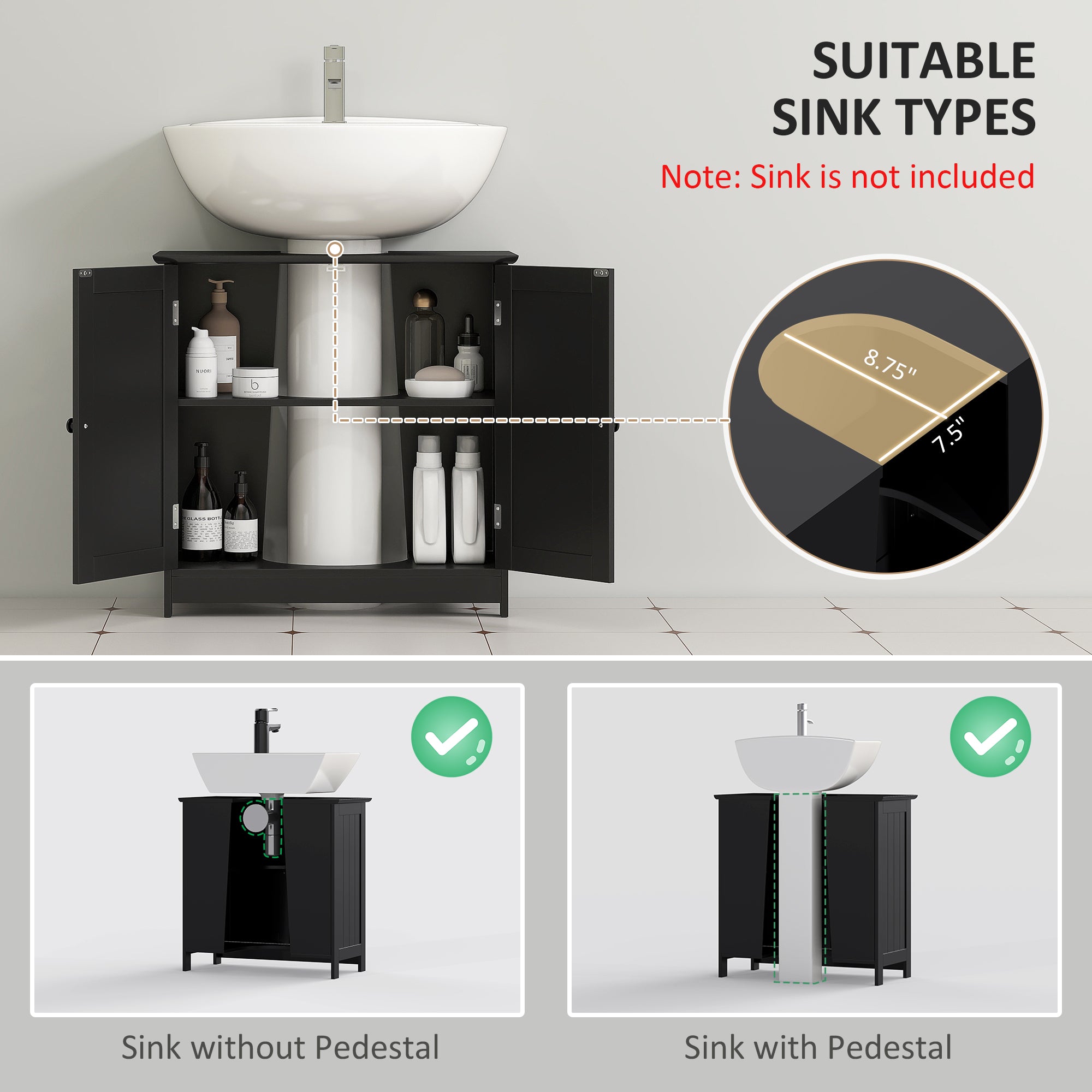 Black Pedestal Sink Cabinet