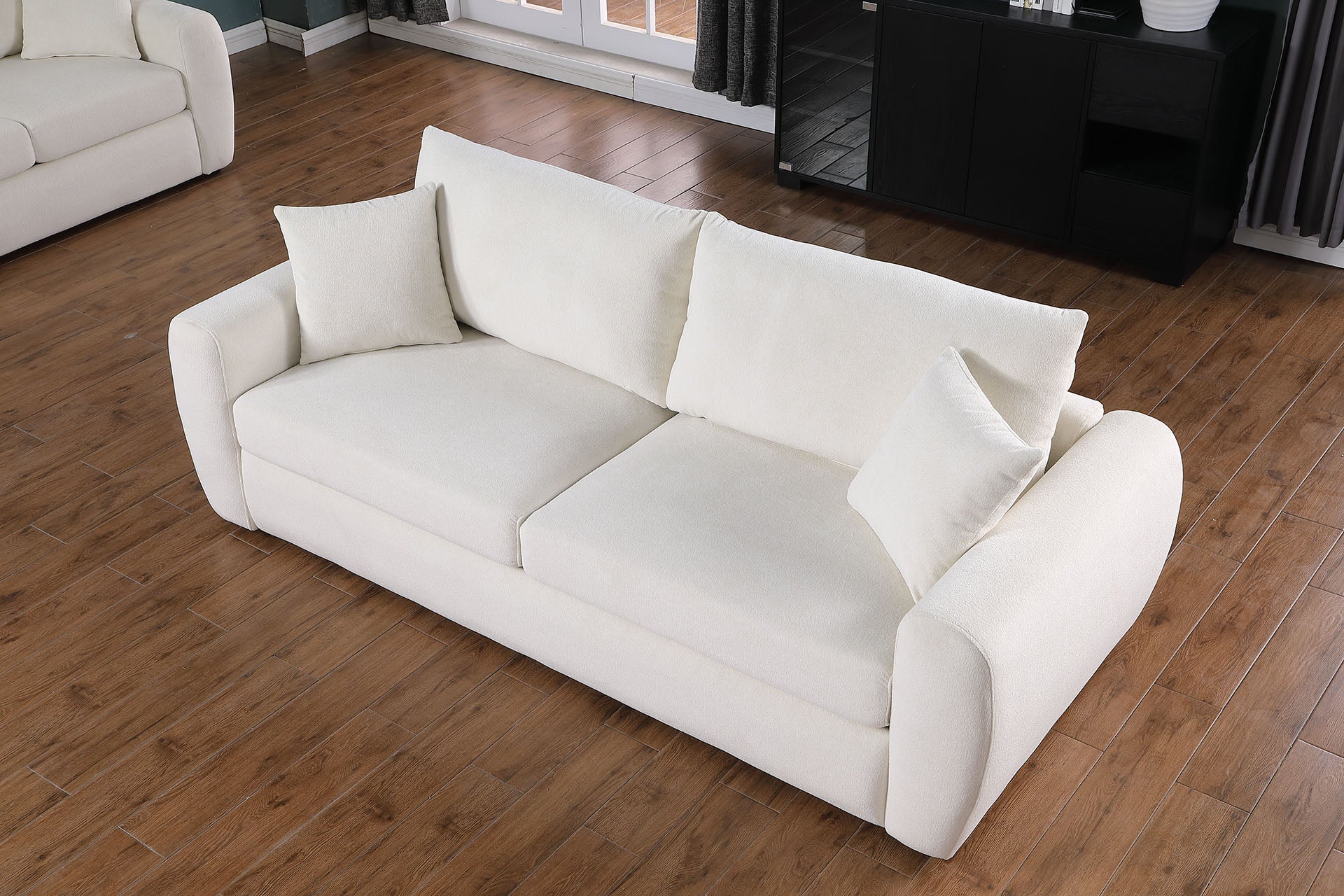 Beige Compressed Sofa Chenille Fiber Foam