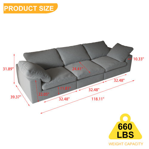 Grey Chenille 3-Seater Sofa