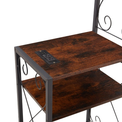 Queen Bed Frame With 2 Nightstands Headboards With Storage Cabinet, Headboard With Shelves, Bookcase Headboard Queen Easy Assembly For Bedroom Iron And Wood Rustic Brown