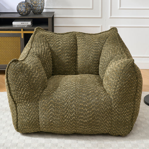 Compressed Plush Bean Bag Sofa Couch- High-Resilience Foam Filled, Ultra-Soft Boucle Lounge Chair For One Or Two People, Cozy Living Room Seating For Reading, Gaming & Relaxing, Space-Saving Vacuum