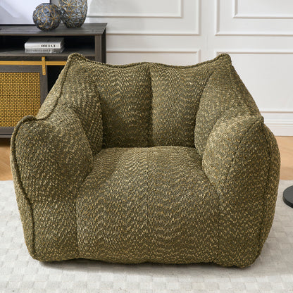 Compressed Plush Bean Bag Sofa Couch- High-Resilience Foam Filled, Ultra-Soft Boucle Lounge Chair For One Or Two People, Cozy Living Room Seating For Reading, Gaming & Relaxing, Space-Saving Vacuum