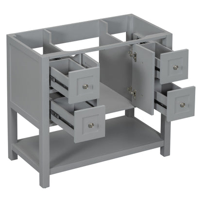 36'' Bathroom Vanity Without Sink,Free Standing Vanity Set With 4 Drawers& Soft Closing Doors,Solid Wood Frame Bathroom Storage Cabinet Only