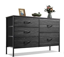 5 Drawer Dresser For Bedroom, Drawers With Wooden Top Metal Frame