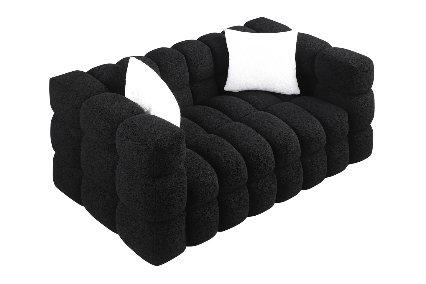 62.2length ,35.83inch Deepth ,human Body Structure For USA People, Marshmallow Sofa,boucle Sofa ,BLACK Color, 2 Seater