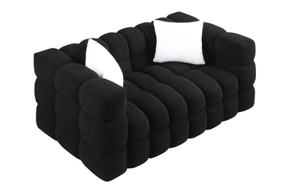 62.2length ,35.83inch Deepth ,human Body Structure For USA People, Marshmallow Sofa,boucle Sofa ,BLACK Color, 2 Seater