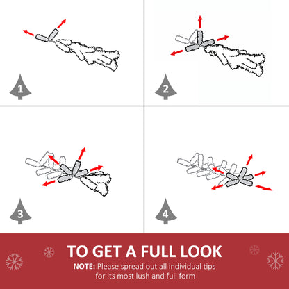 HOMCOM 6' Tall Prelit Christmas Tree Douglas Fir Artificial Christmas Tree With Realistic Branches, 250 Warm White LED Lights And 1000 Tips, White