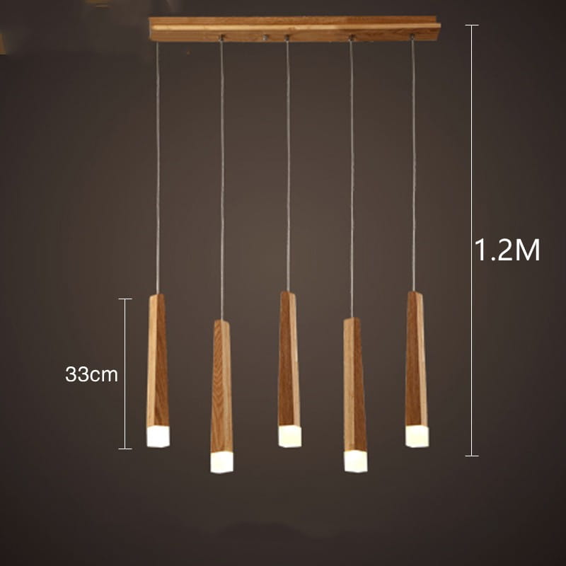 Nordic Solid Wood Matchstick Wooden Strip Pendant Light Post Modern Simplicity