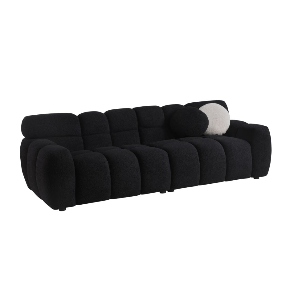87.4 Length ,35.83inch Deepth ,human Body Structure For USA People, Marshmallow Sofa,boucle Sofa ,3 Seater, Black BOUCLE