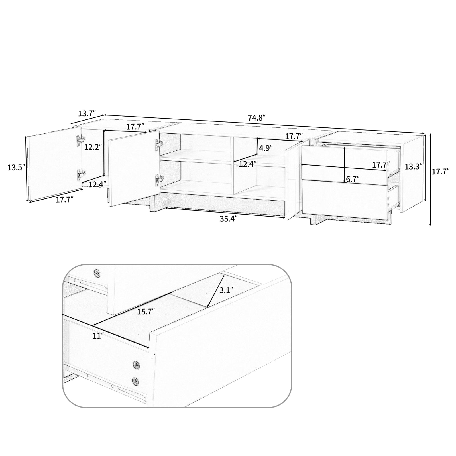 White Black TV Console