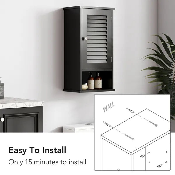 FRALIMK Medicine Cabinet, Hanging Cabinet With 3 Tiers, Single Louvered Door, Slim Wall Cabinet For Home Bathroom Bedroom, White