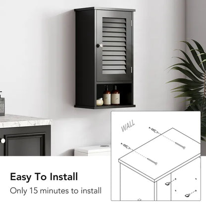 FRALIMK Medicine Cabinet, Hanging Cabinet With 3 Tiers, Single Louvered Door, Slim Wall Cabinet For Home Bathroom Bedroom, White