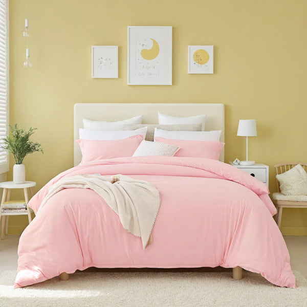 Pink Oversized Duvet Cover Set Adorable Fresh Aesthetic Suits All Genders. Premium Breathable Microfiber With Bohemian Details. Fits Single/double Beds. Perfect For Bedrooms And Hotels. An Ideal Chris