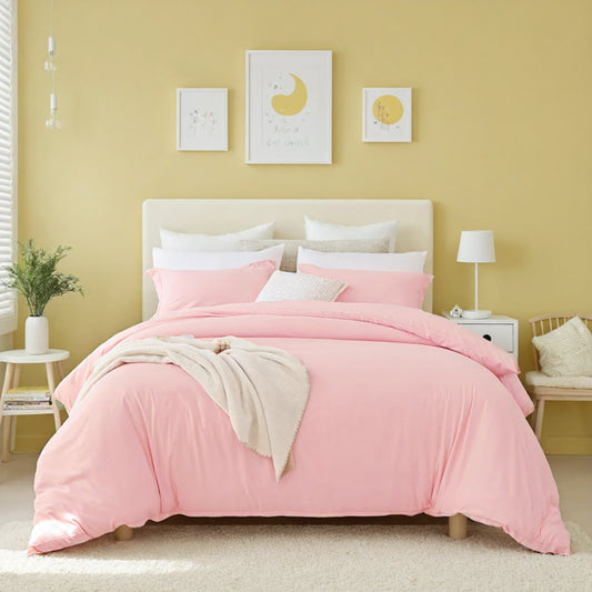 Pink Oversized Duvet Cover Set Adorable Fresh Aesthetic Suits All Genders. Premium Breathable Microfiber With Bohemian Details. Fits Single/double Beds. Perfect For Bedrooms And Hotels. An Ideal Chris