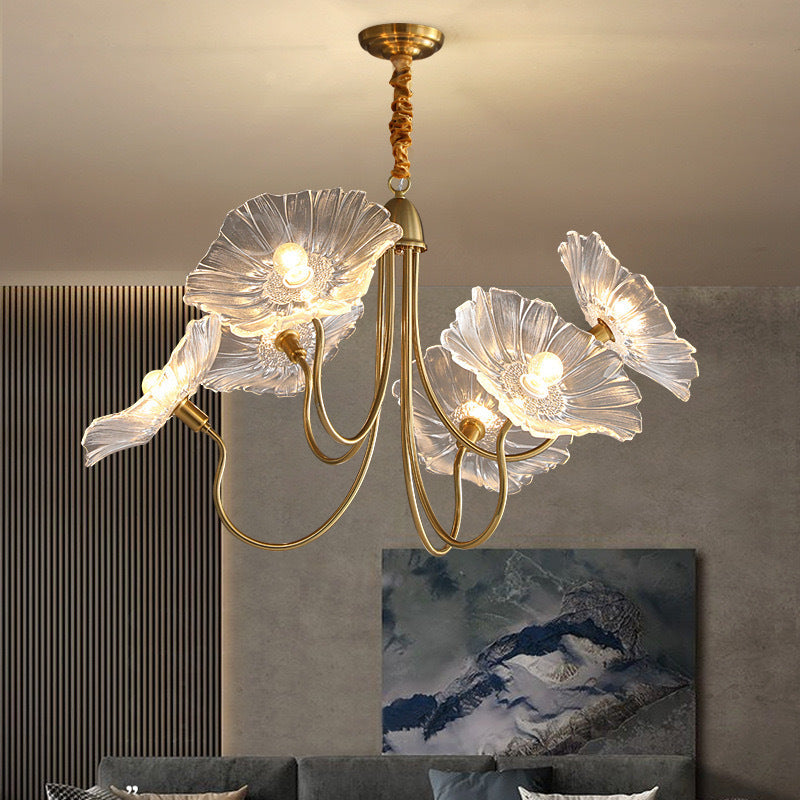 Glass Lotus Leaf Chandelier