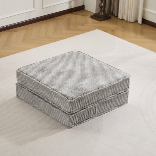 Compression Mahjong Sofa,Convertible Floor Sofa Bed , DIY Boneless Modular Sectional Sofa,No Assembly Required, Circle Fleece Fabric,1 Ottoman,Light Grey