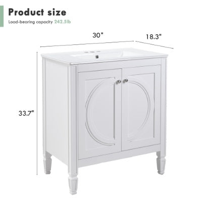 Vintage White Bathroom Vanity with Ceramic Sink