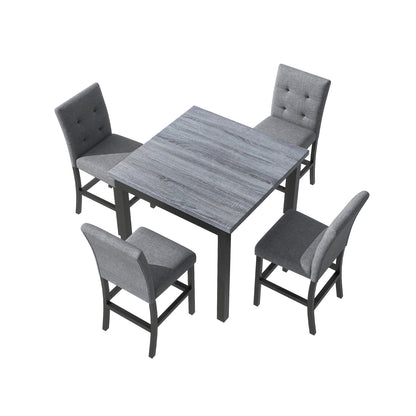 TOPMAX 5-Piece Counter Height Dining Set, Wood Table  Chairs Stools W Footrest