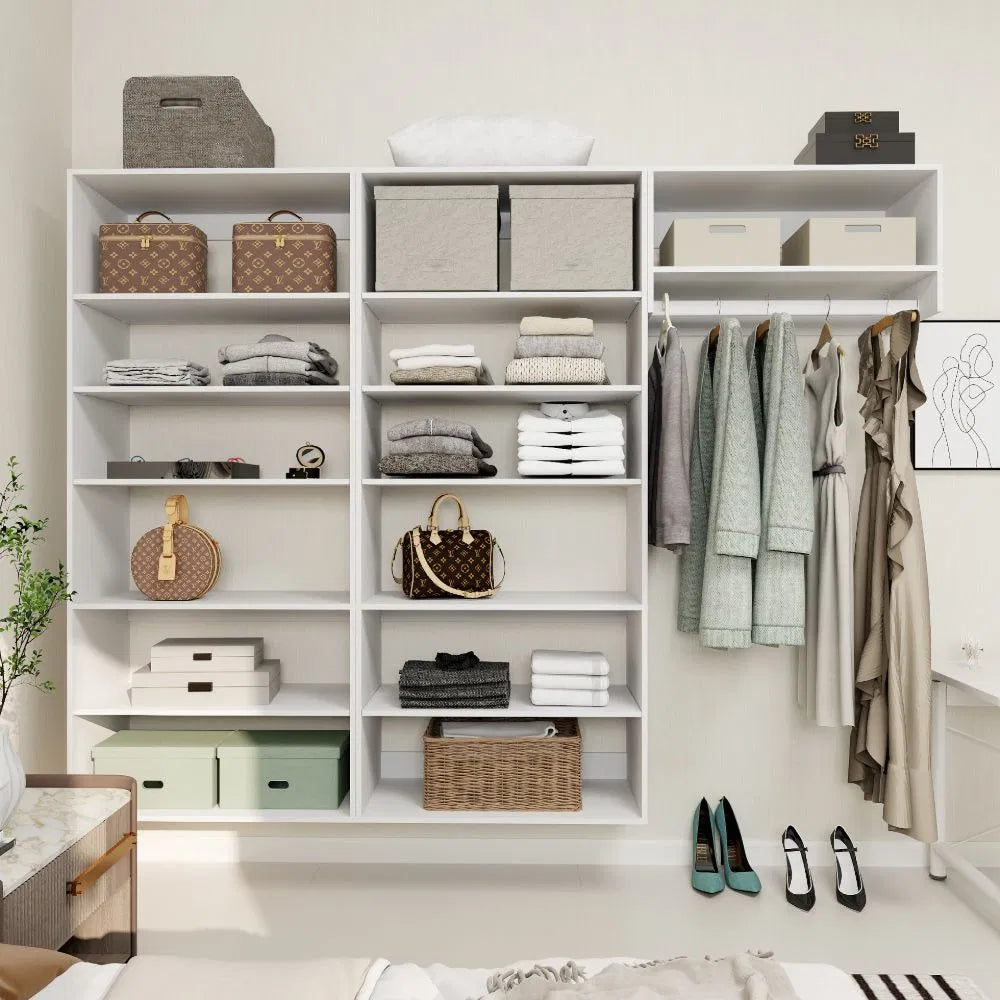 Livelylodge Modular Wardrobe Closet - Freestanding White Closet With Spacious Storage Shelves And Hanging Rods 70.86"W X 16.04"D X 70.86"H