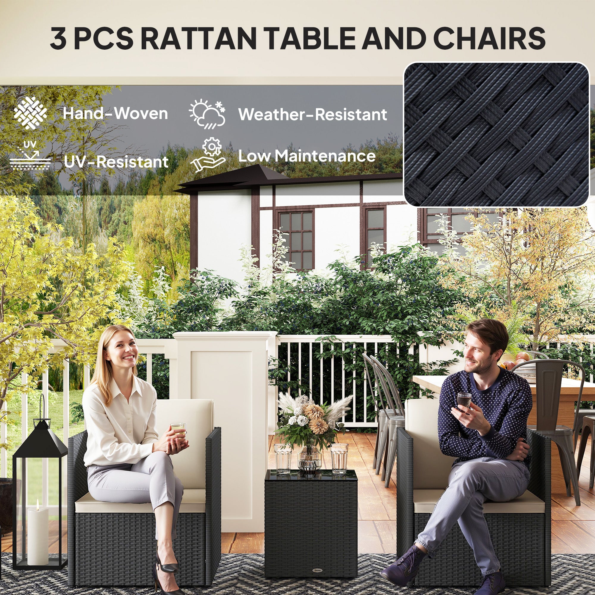 Rattan Wicker Bistro Set