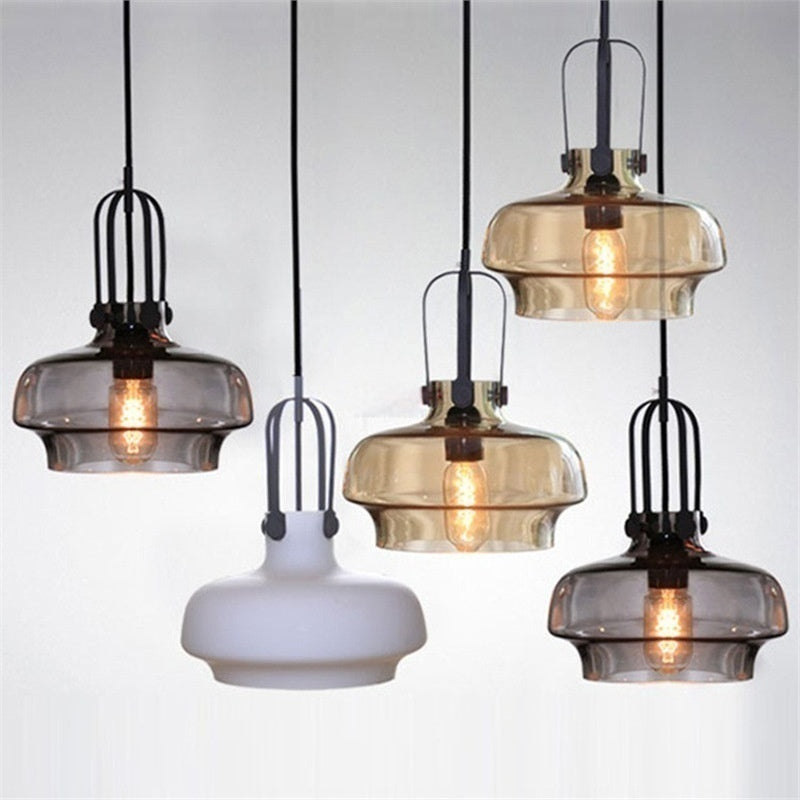 Chandelier de Vidrio en Barra de Iluminación Estilo Industrial Retro