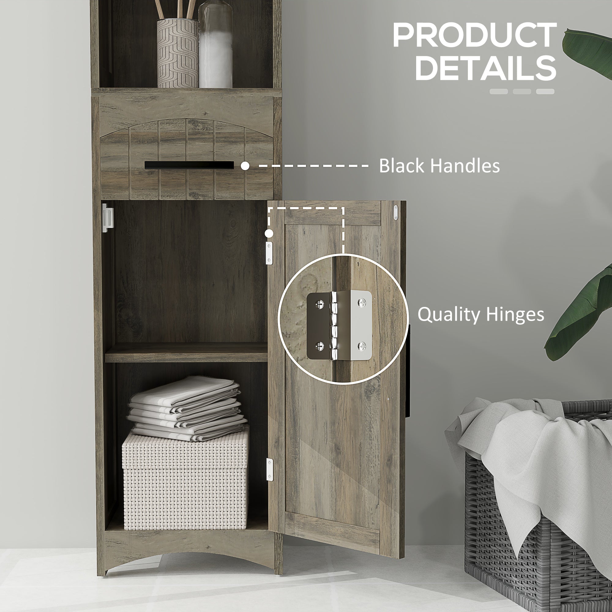 White Farmhouse Storage Cabinet Barn Door Drawer