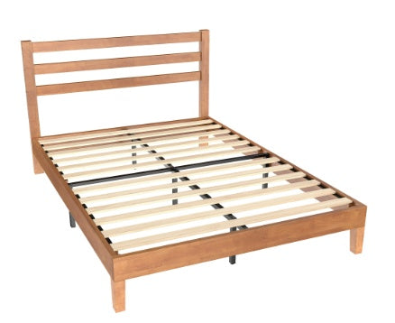 Solid Wood Bed Frame - Mattress Base With Headboard, No Spring Box Required, 1100 Pounds Of Sturdy Wooden Strips For Support