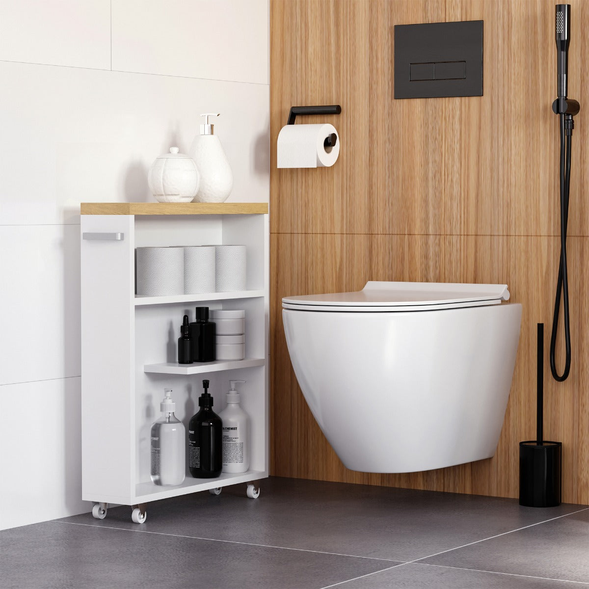 White Slim Bathroom Cabinet