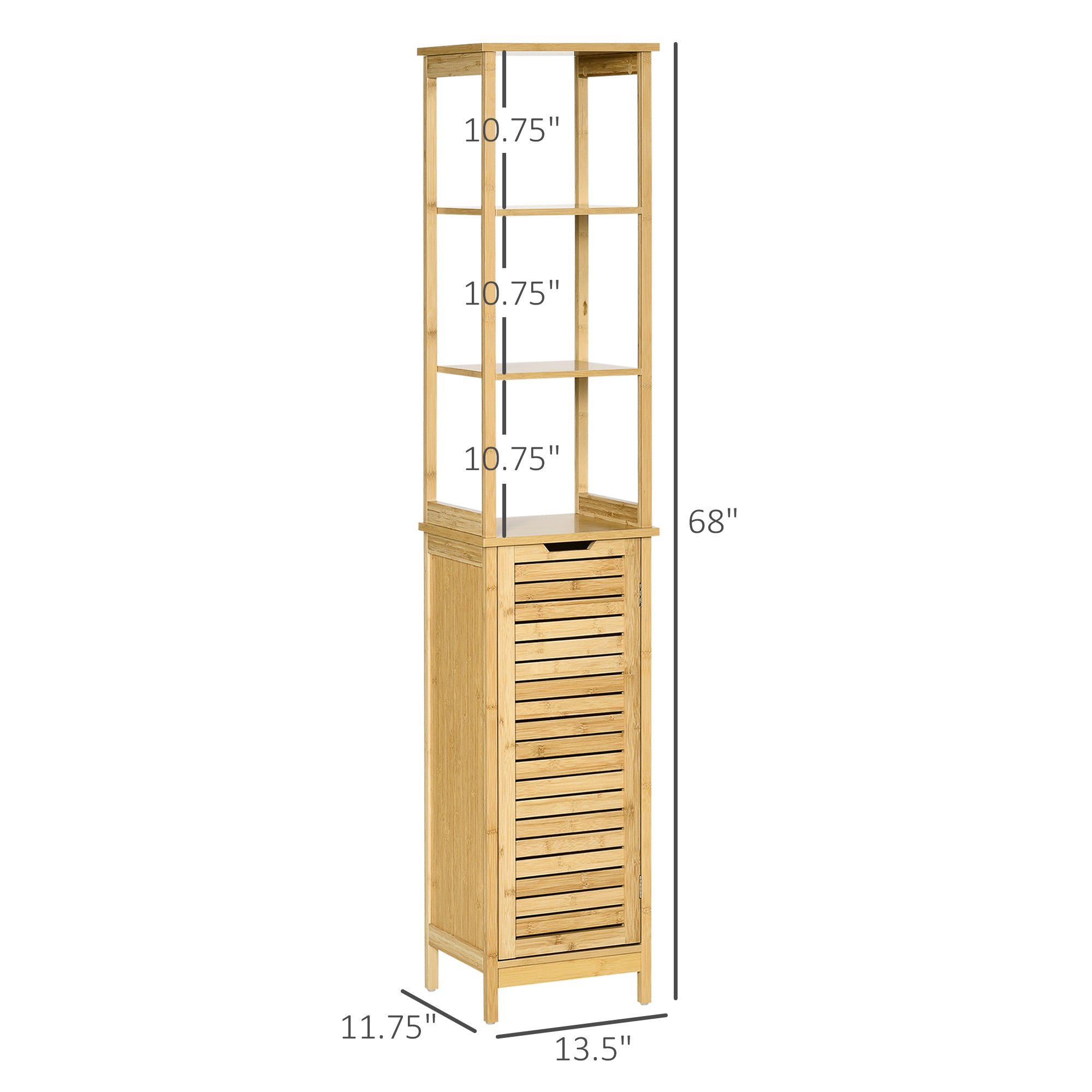 Walnut Three-Shelf Cabinet