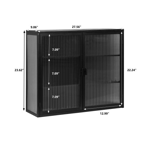 Mueble de Pared Moderno de Dos Puertas con Puerta de Cristal con Tres Niveles de Almacenamiento para Entrada, Sala de Estar, Baño, Comedor, Negro No Disponible Plataformas- Temu