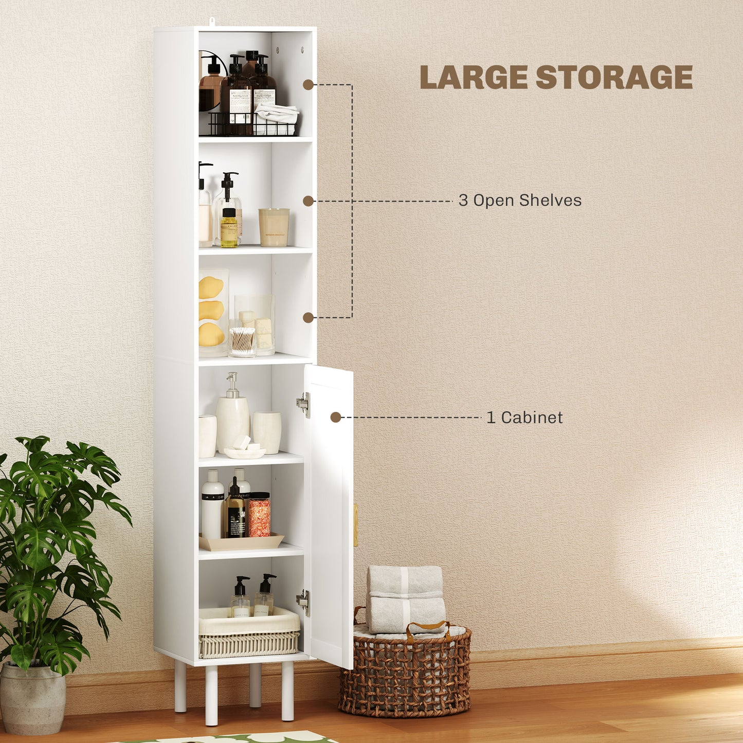 Tall Bathroom Cabinet with Doors