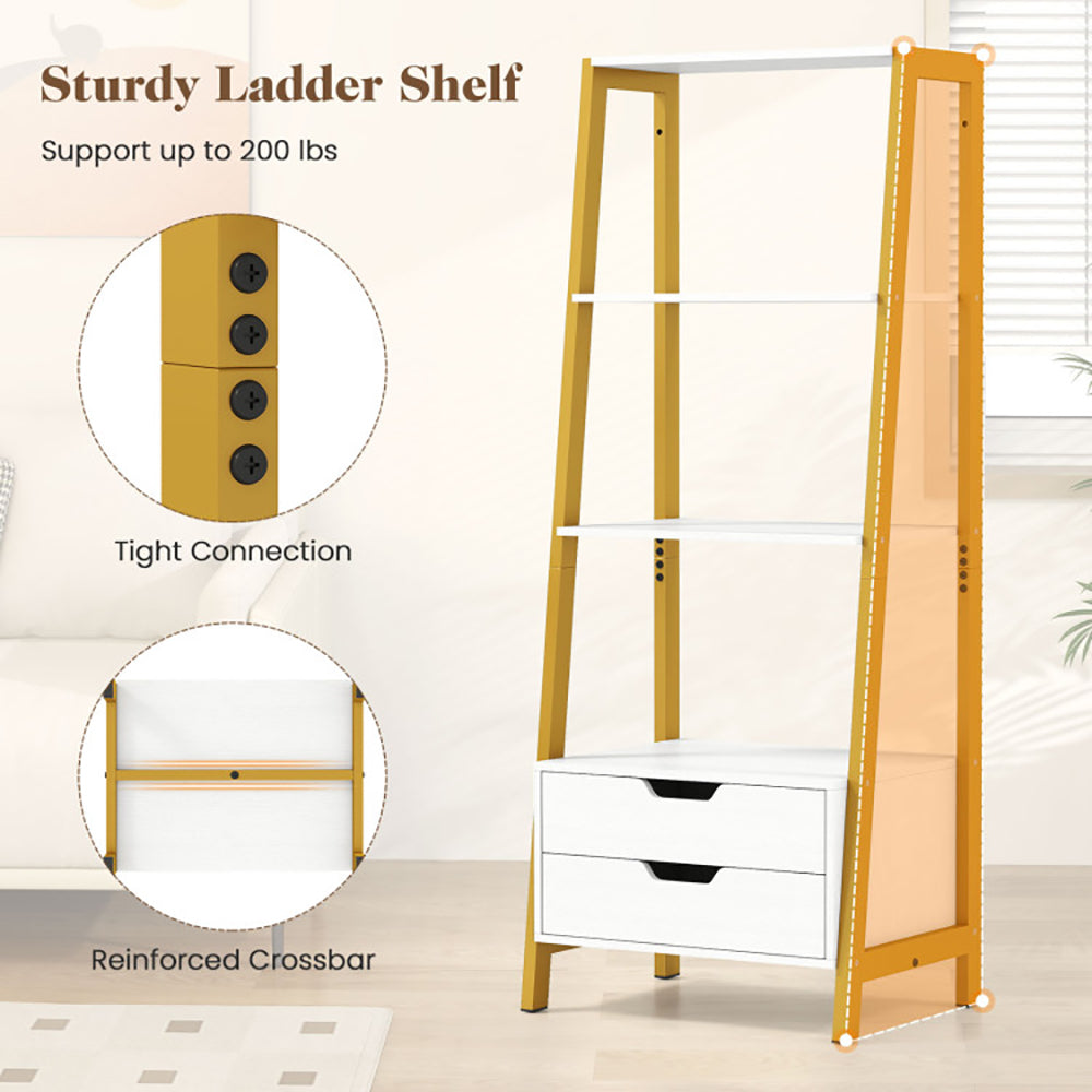 Wood Ladder Shelf Bookcase
