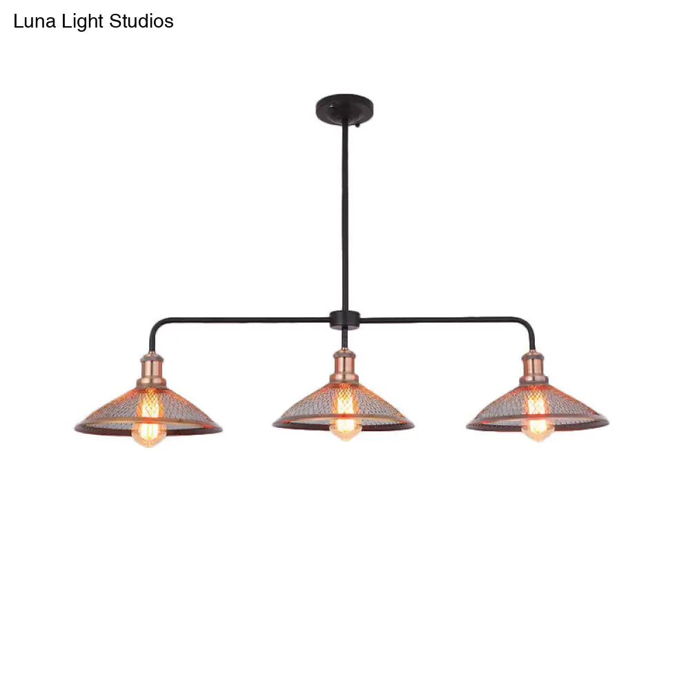 DecorBites™ Cage Flared Island Lighting with Mesh Screen - Industrial Pendant Light for Dining Room