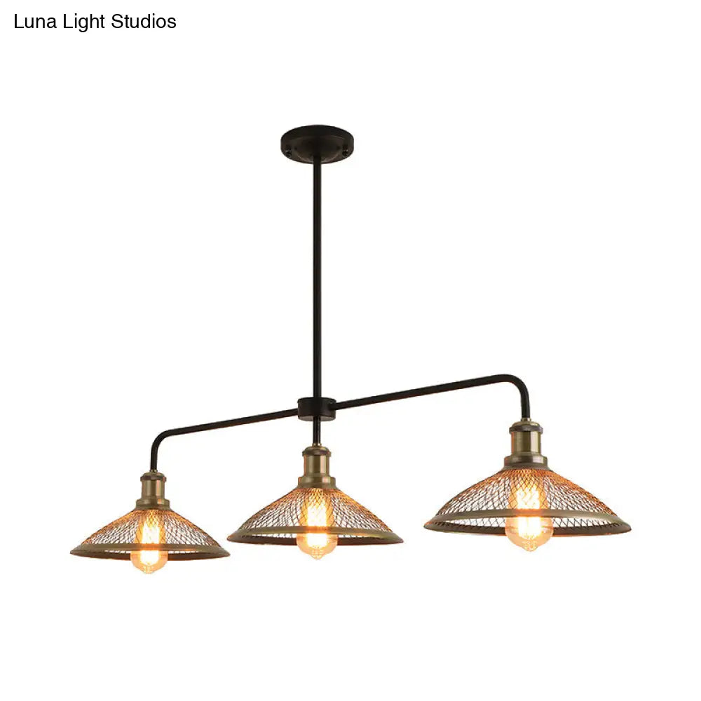 DecorBites™ Cage Flared Island Lighting with Mesh Screen - Industrial Pendant Light for Dining Room