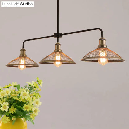 DecorBites™ Cage Flared Island Lighting with Mesh Screen - Industrial Pendant Light for Dining Room