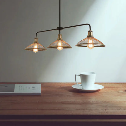 DecorBites™ Cage Flared Island Lighting with Mesh Screen - Industrial Pendant Light for Dining Room