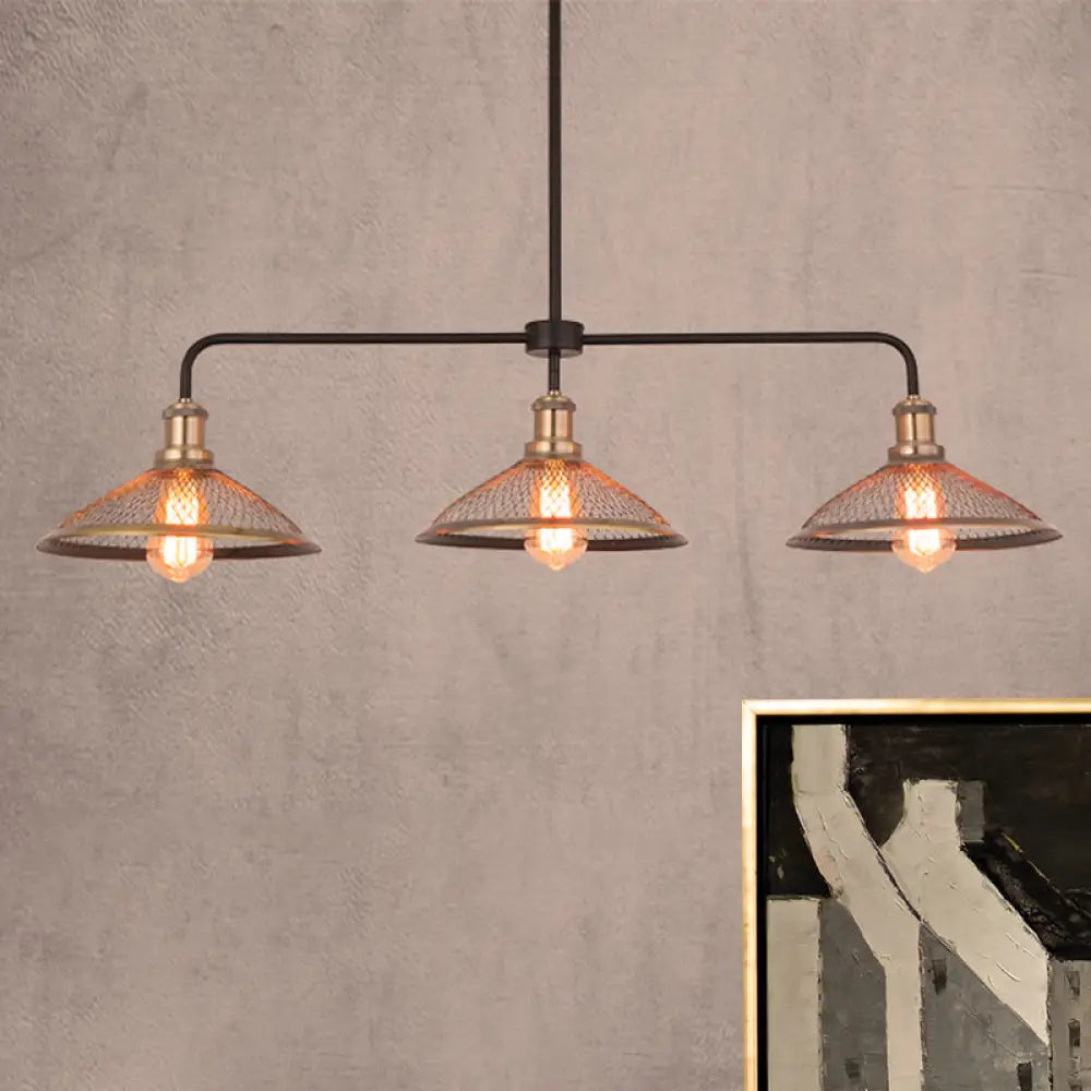DecorBites™ Cage Flared Island Lighting with Mesh Screen - Industrial Pendant Light for Dining Room
