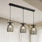 Cage Shade Pendant Light Fixture - Wine Glass & Metal Industrial Ceiling Light for Dining Room (Black/White, 3 Lights)