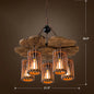 Cage Style Industrial Chandelier: Wooden Brown and Black Suspension Light for Living Room