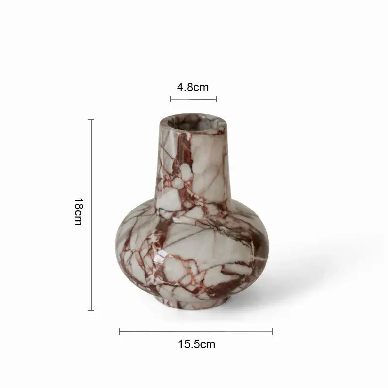 A sleek 18cm tall calacatta red marble vase with white and brown patterns for decorbites calacatta red living room decor