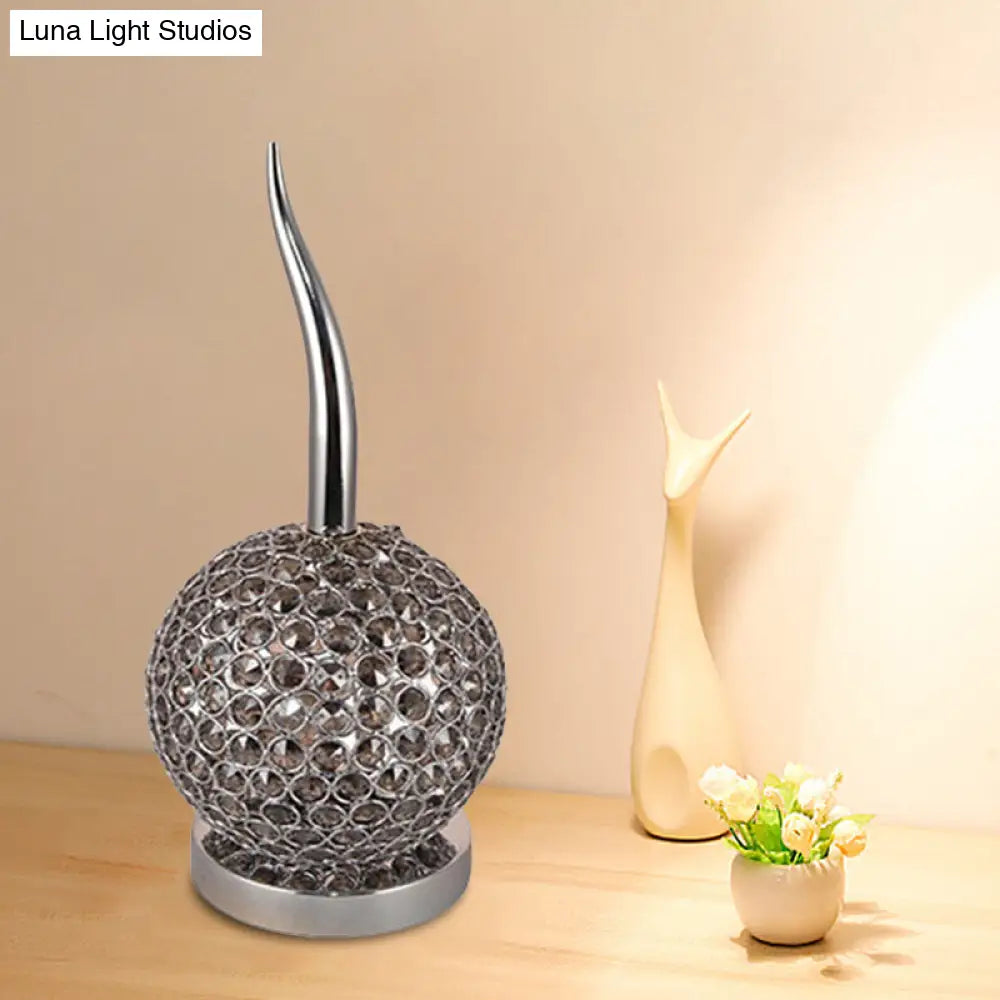 Camilla - Beveled Modern Globe Table Lamp Beveled Crystal Prism LED Night Table Lamp in Brushed Chrome