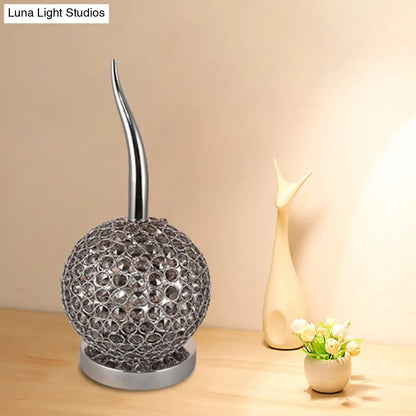 Camilla - Beveled Modern Globe Table Lamp Beveled Crystal Prism LED Night Table Lamp in Brushed Chrome