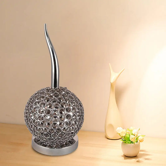 Camilla - Beveled Modern Globe Table Lamp Beveled Crystal Prism LED Night Table Lamp in Brushed Chrome