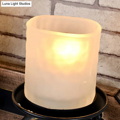 Candle Wall Lamp - Country Style Opal Glass Sconce with 1/2-Bulb: Black & Gold Resin Anchor Design