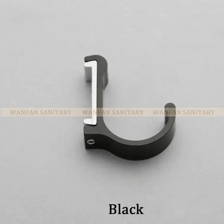 Black metal pipe clamp with sleek curved design and silver inner lining for decorbites candy color metal wall hooks