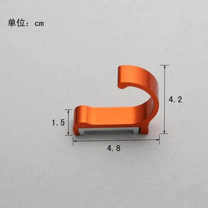 Orange metallic c-shaped candy color metal wall hook with precise centimeter dimensions for bathroom towels and coats decorbites